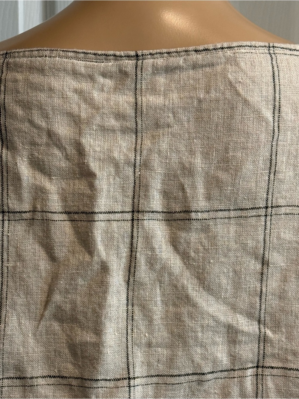Eileen Fisher Womens Rustic Organic Linen Windowpane Bateau Neck Box Top Size L - Picture 8 of 12